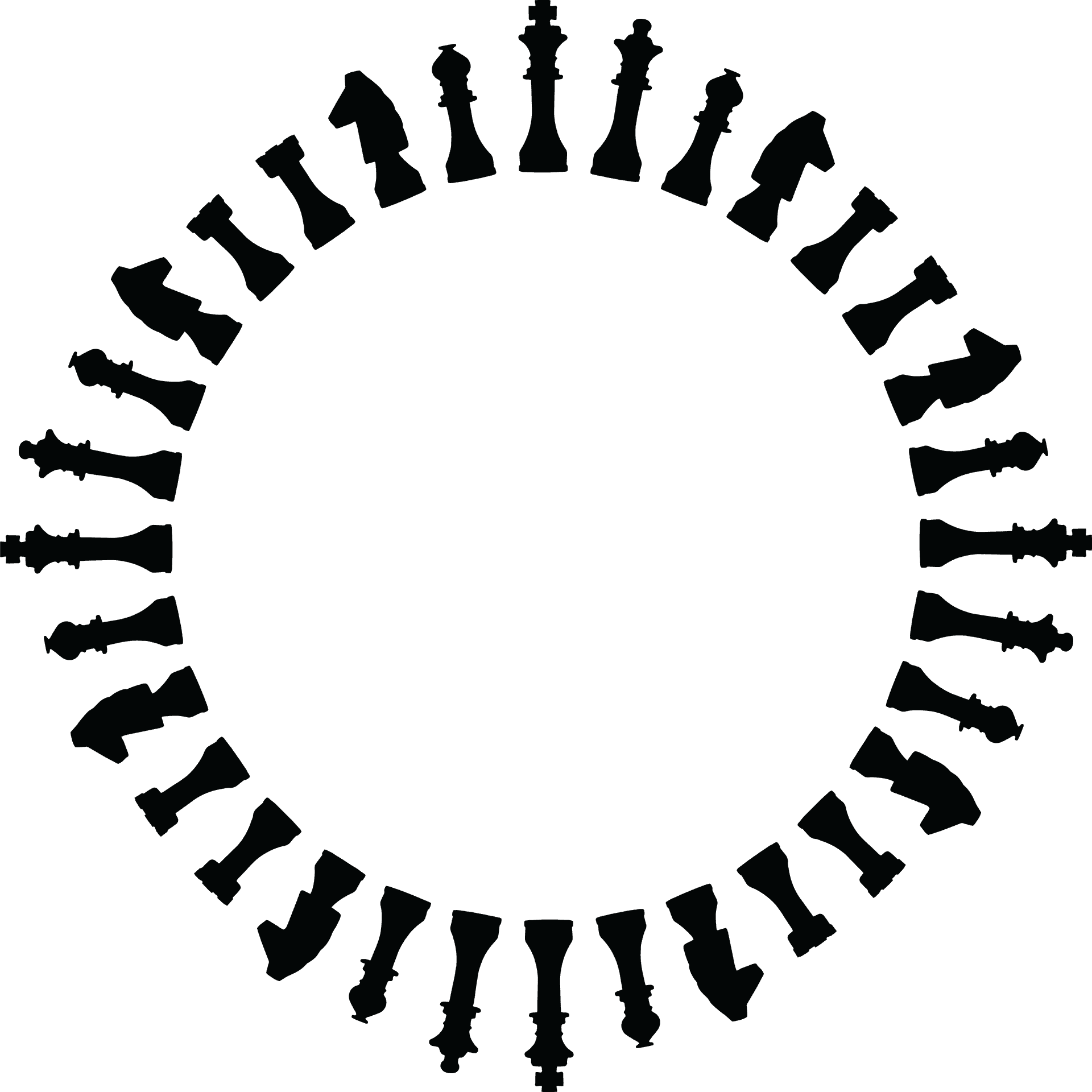 Circular Chess Pieces Silhouette PNG image