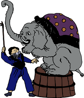 Circus Elephantand Trainer Illustration PNG image