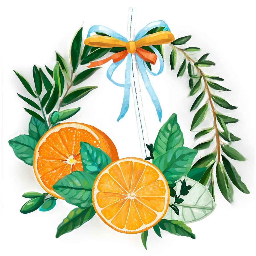 Citrus And Herb Kitchen Wreath Png Rjx PNG image