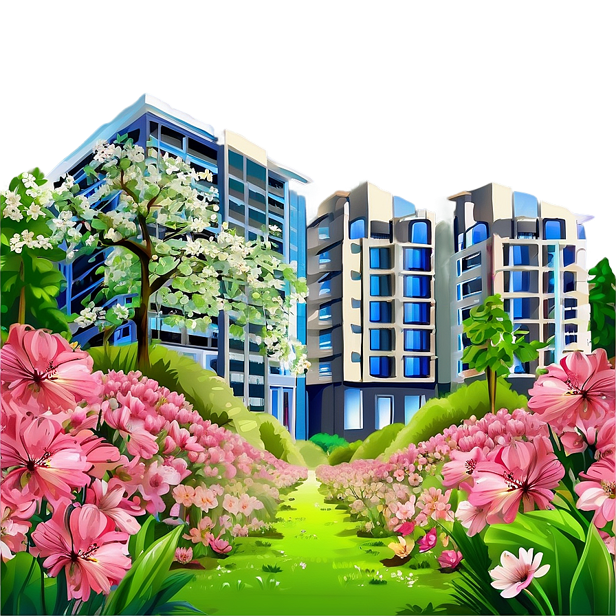 City In Spring Bloom Png Xim68 PNG image