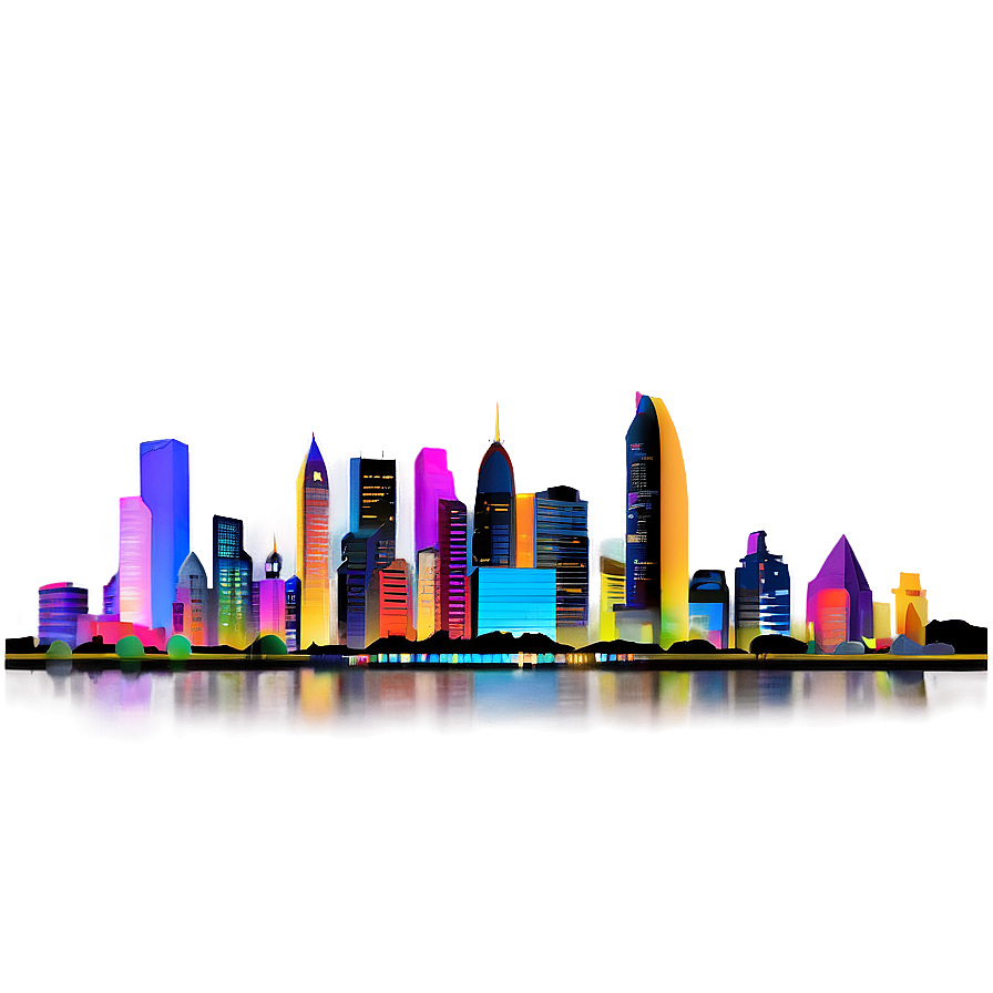 City Skyline At Night Picture Png Mhs PNG image