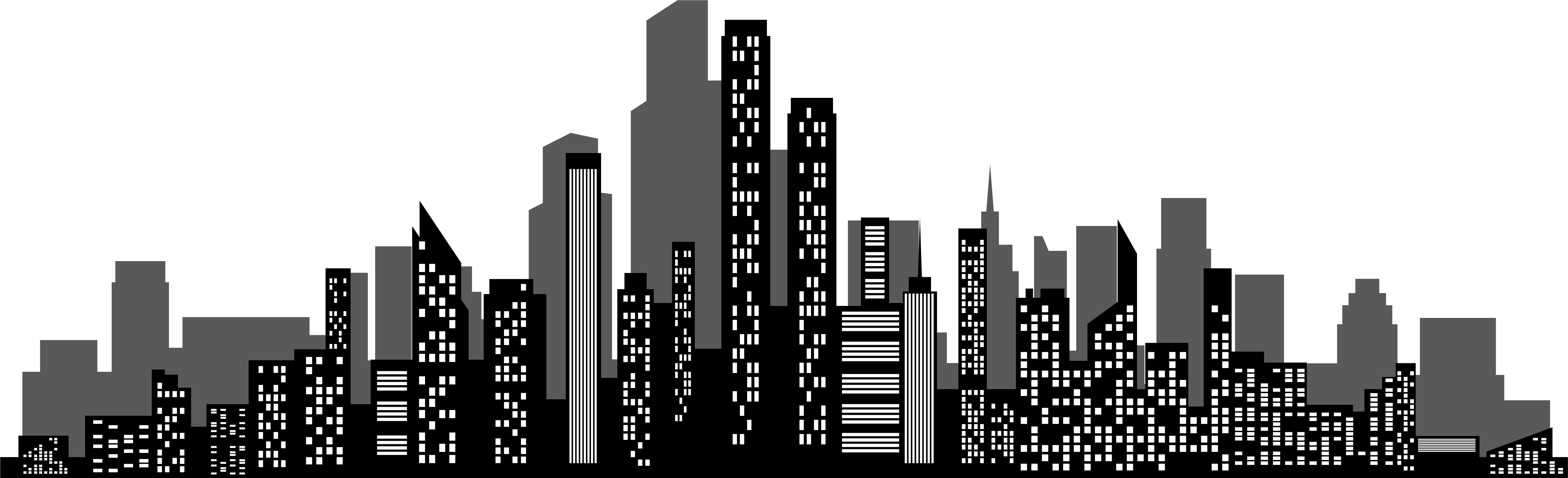 City Skyline Silhouette Clipart PNG image