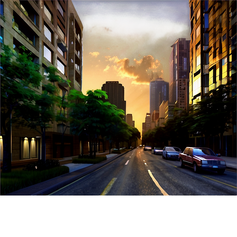 City Street At Dawn Png 64 PNG image