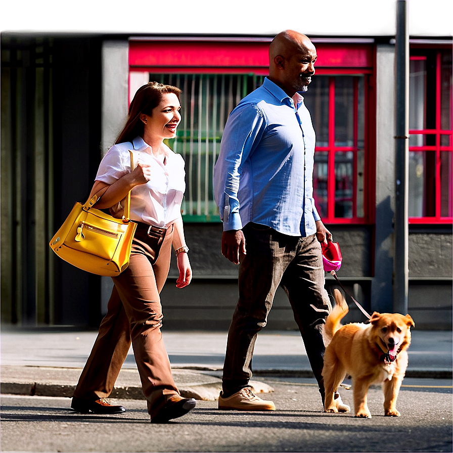 City Street With Pet Walkers Png Fwt98 PNG image