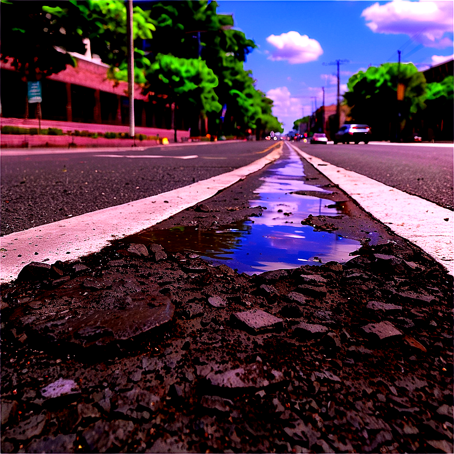 City Street With Potholes Png Uyg PNG image