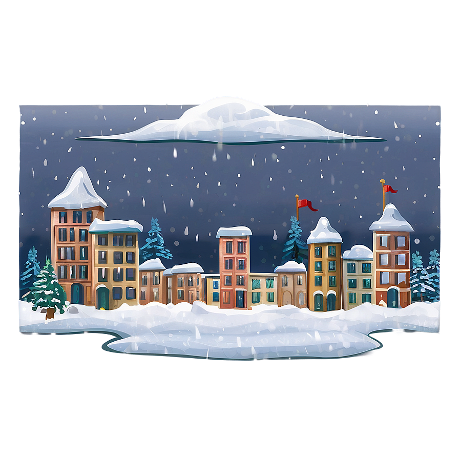 City Under Snowfall Png 06122024 PNG image