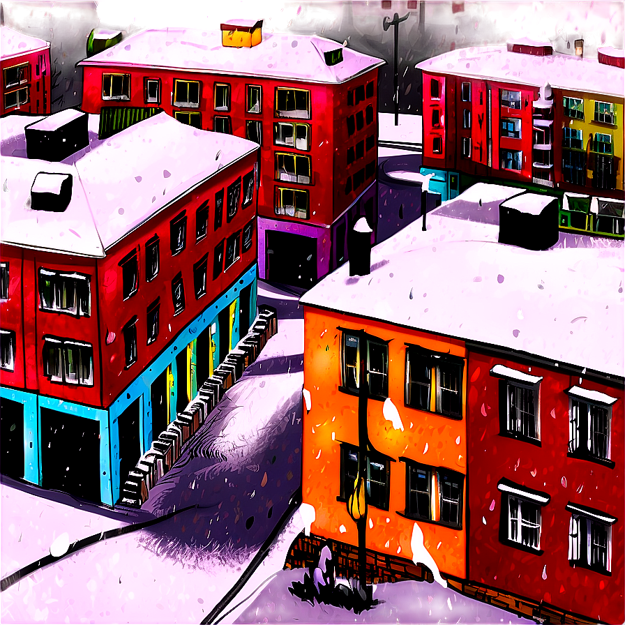 City Under Snowfall Png 60 PNG image