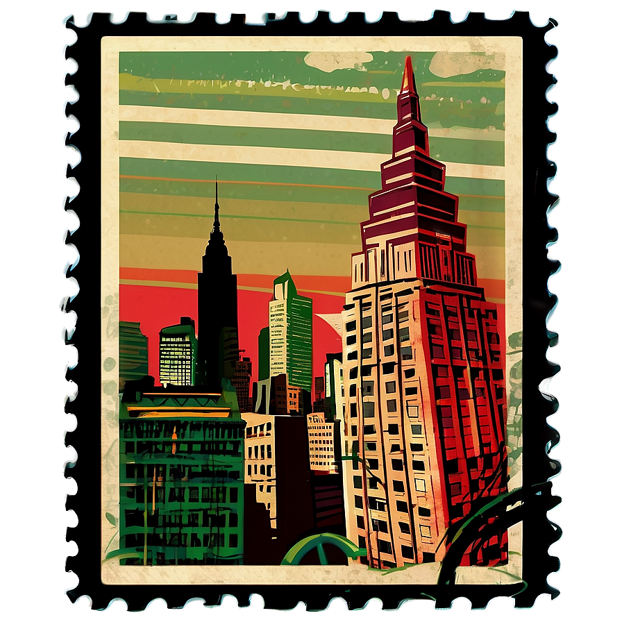 Cityscape Postcard Stamp Png Pfp PNG image