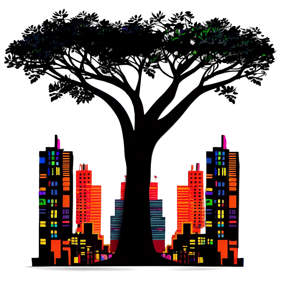 Cityscape Tree Silhouette Png Xok22 PNG image