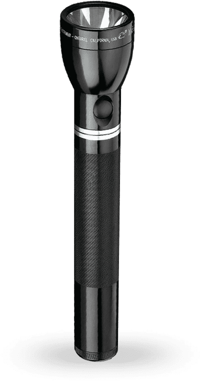 Classic Black Flashlight Standing PNG image