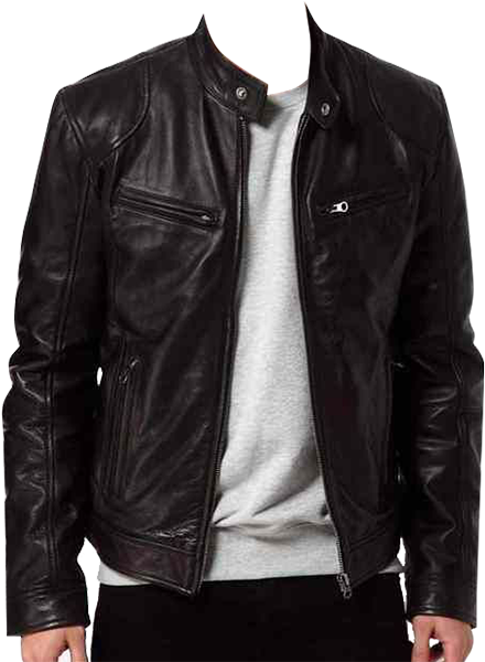 Classic Black Leather Jacket PNG image