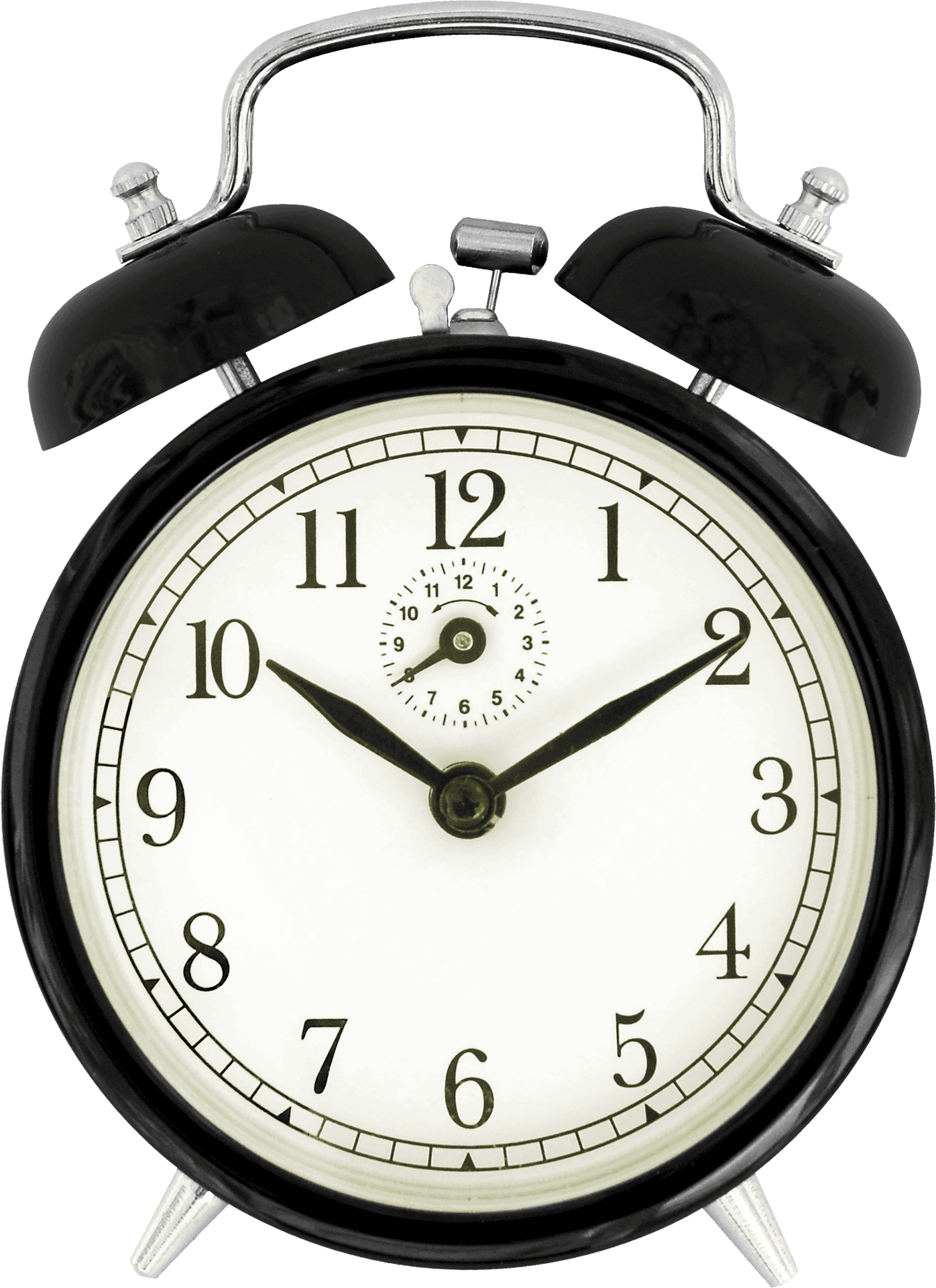 Classic Black Twin Bell Alarm Clock PNG image