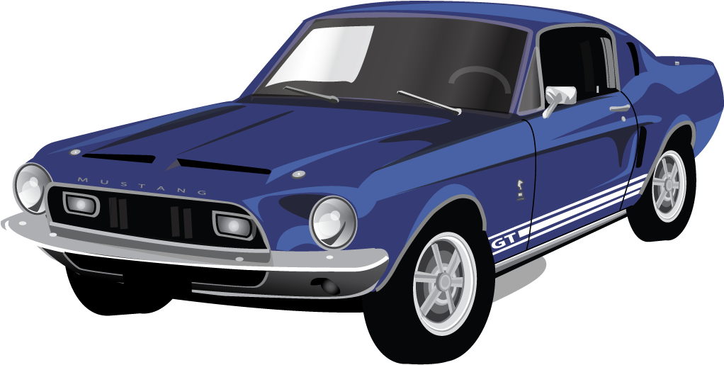 Classic Blue Ford Mustang G T Vector Illustration PNG image