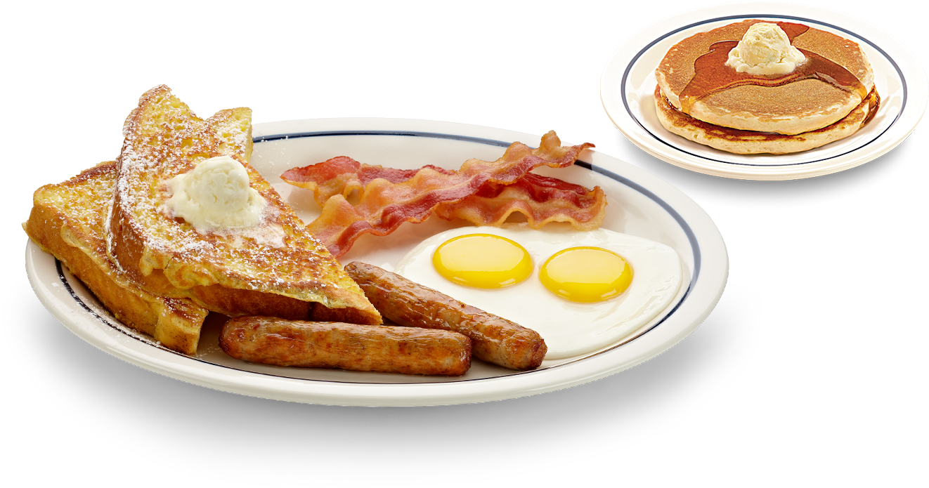 Classic Breakfast Platterwith Pancakes PNG image