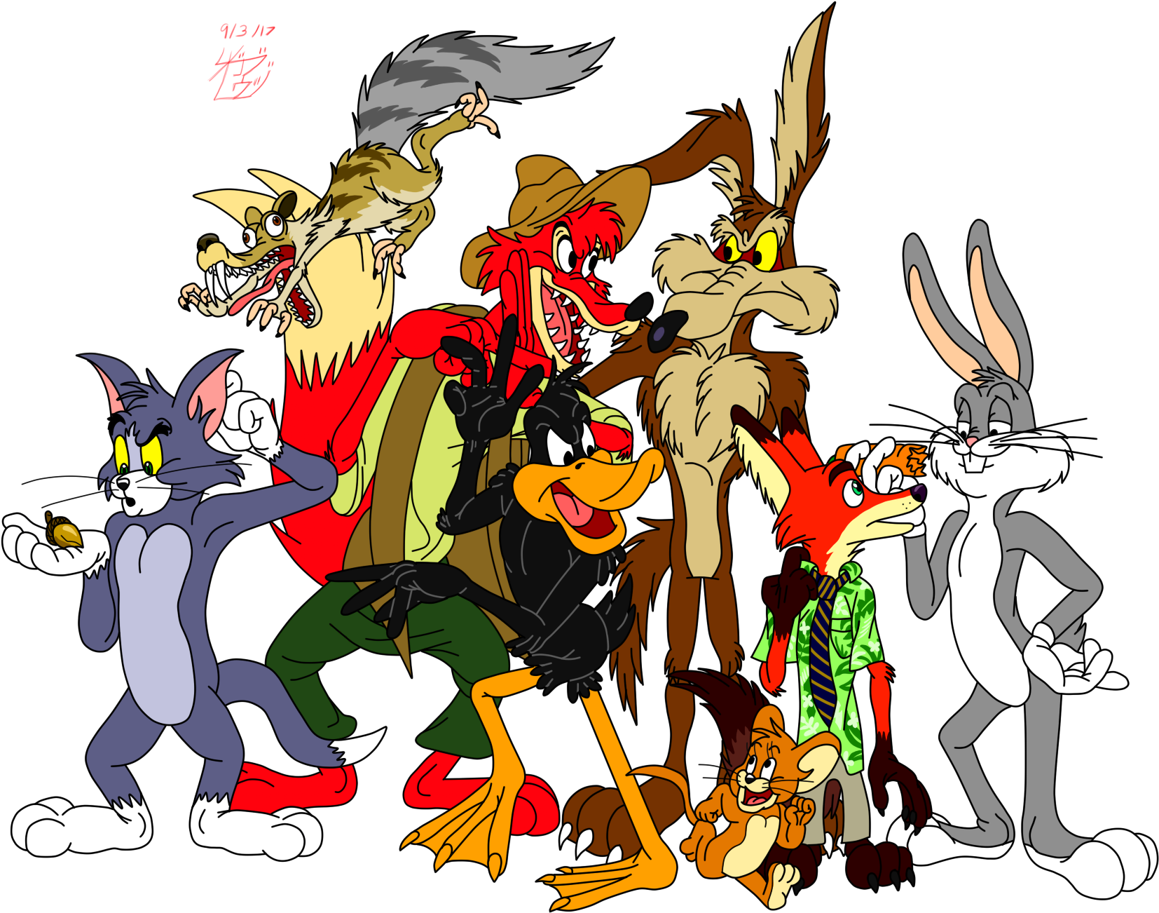 Classic_ Cartoon_ Characters_ Group PNG image