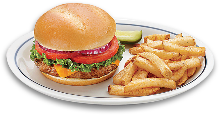 Classic Cheeseburgerwith Fries PNG image