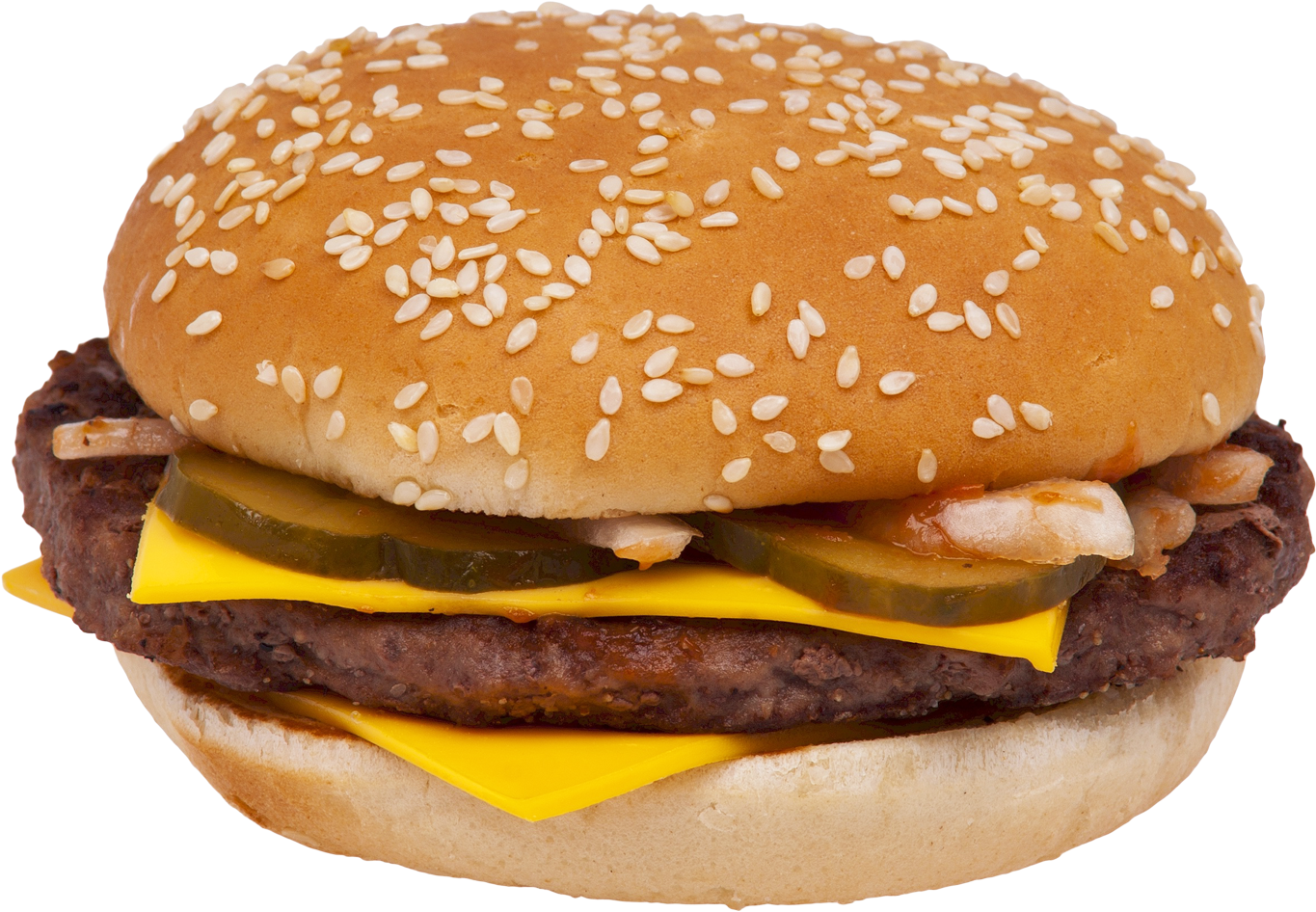 Classic Cheeseburgerwith Picklesand Onions PNG image