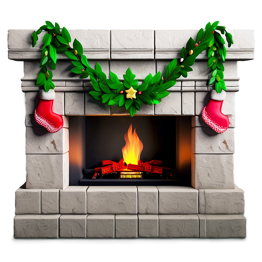 Classic Christmas Fireplace Png 06252024 PNG image