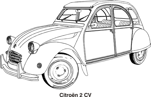 Classic Citroen2 C V Black PNG image