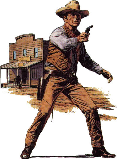 Classic Cowboy Duel Scene PNG image