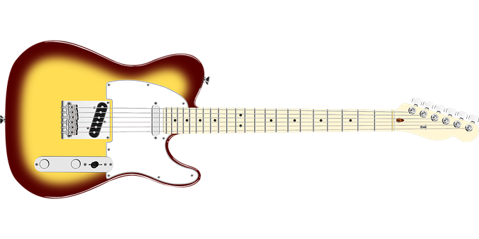 Classic Electric Guitar Sunburst Finish PNG image