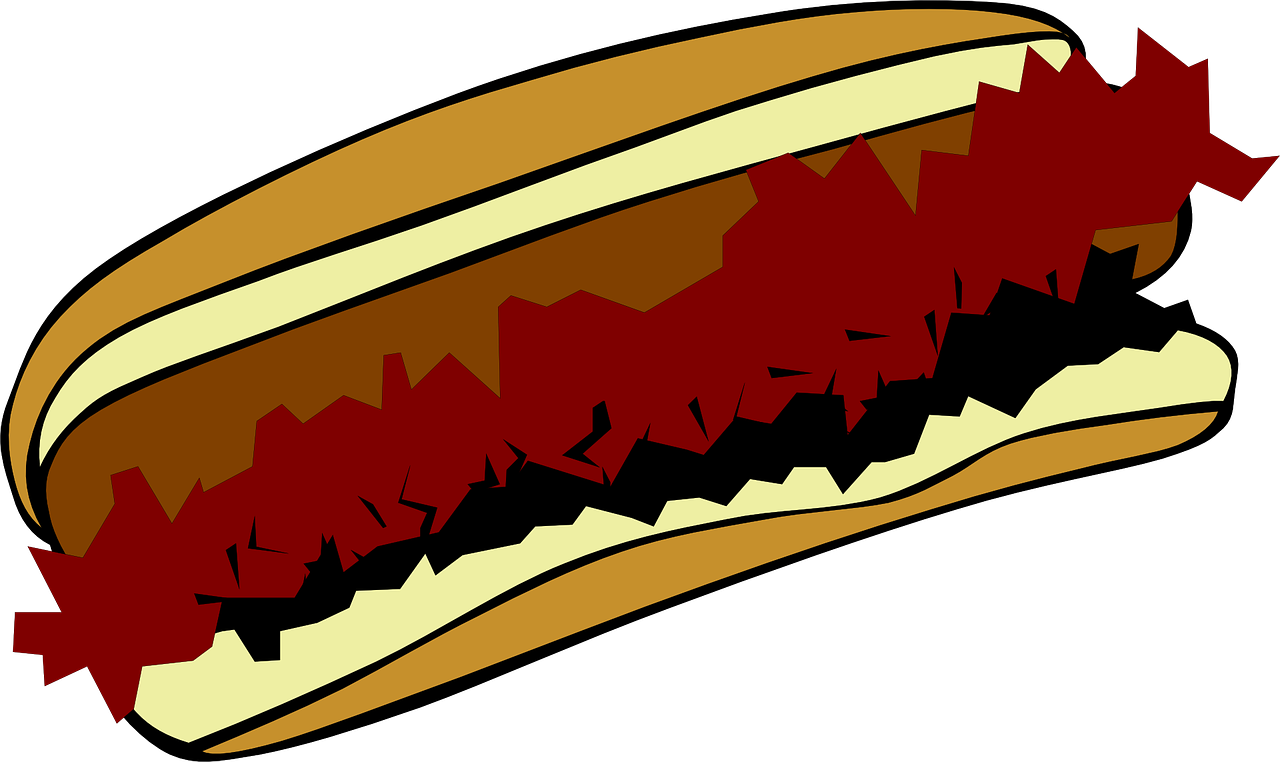 Classic Hot Dog Cartoon Illustration PNG image