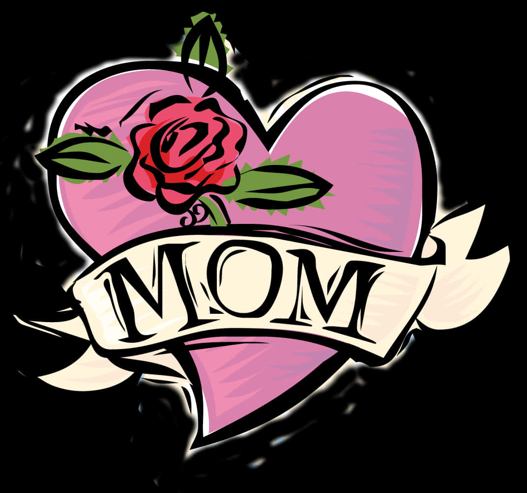Classic Mom Heart Tattoo Design PNG image