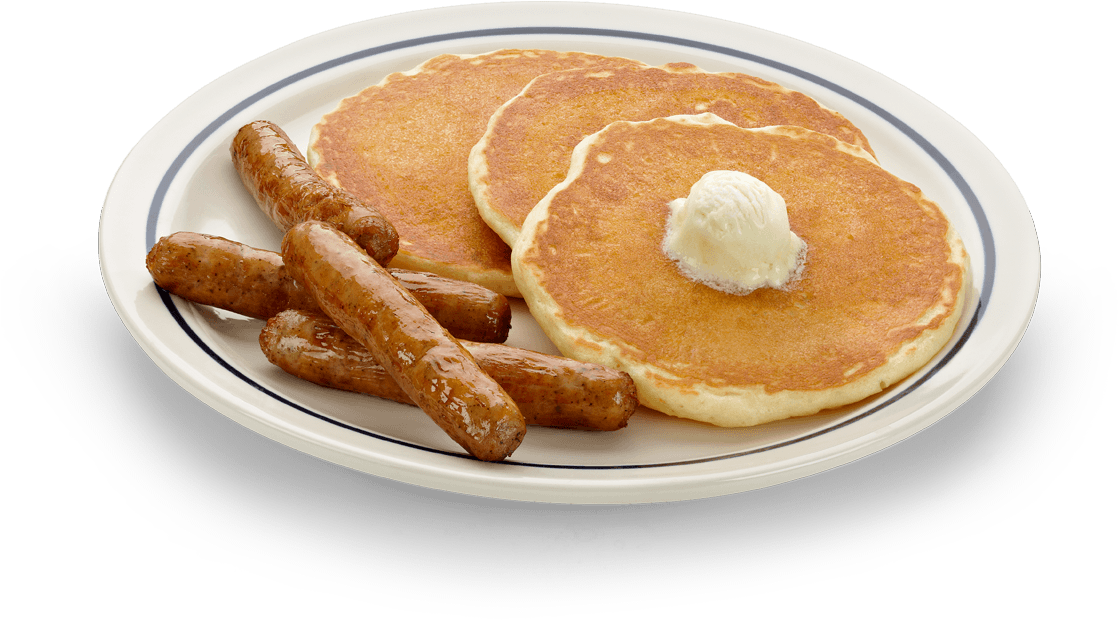 Classic Pancakesand Sausages Breakfast PNG image