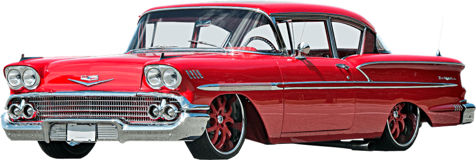 Classic Red Chevrolet Bel Air Side View PNG image