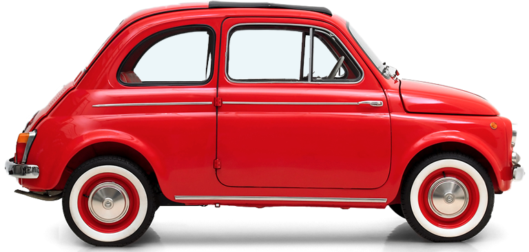 Classic Red Fiat500 Side View PNG image