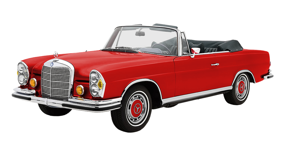 Classic Red Mercedes Convertible PNG image