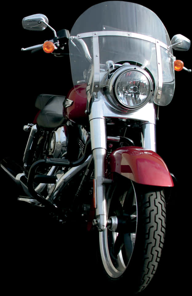 Classic Red Motorcycle Front View PNG image