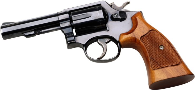 Classic Revolver Wooden Grip PNG image