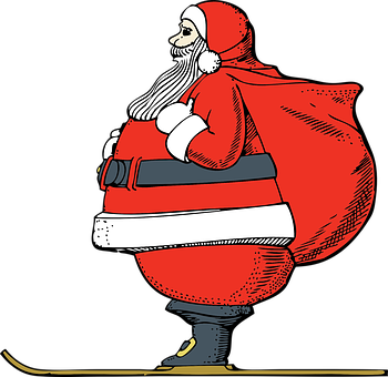 Classic Santa Claus Carrying Gifts Bag Illustration PNG image