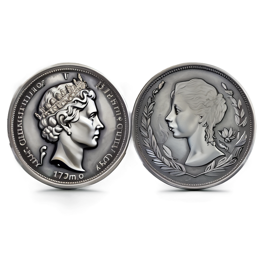 Classic Silver Coin Representation Png 15 PNG image