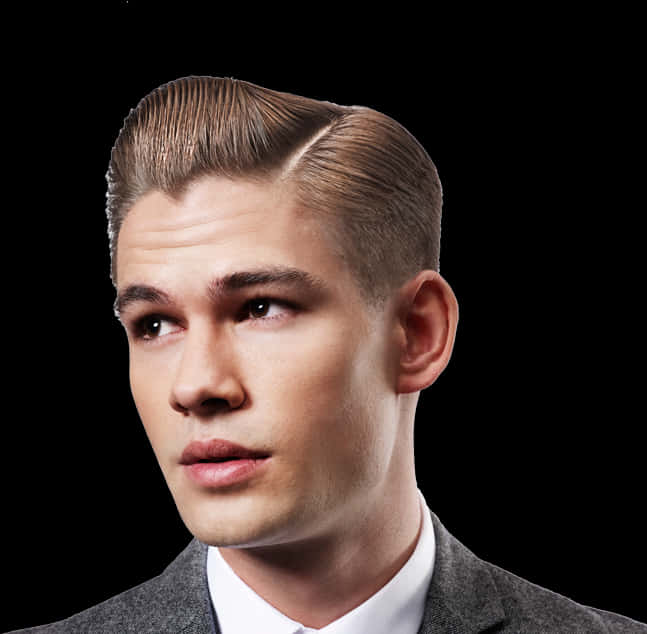 Classic Slicked Back Hairstyle Men PNG image