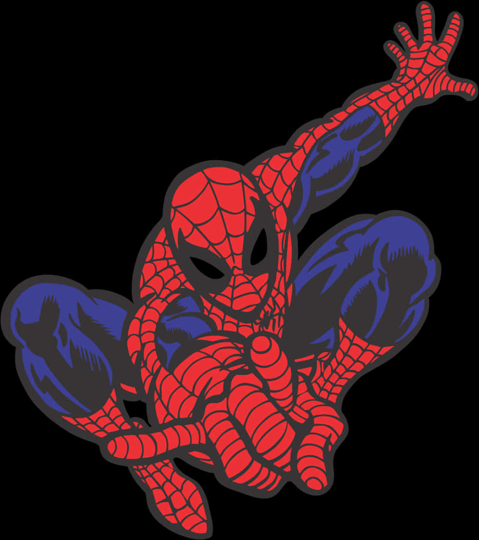 Classic Spiderman Swinging Action PNG image