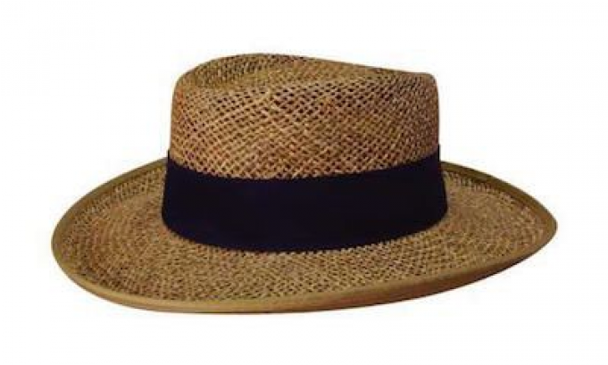 Classic Straw Hatwith Black Band PNG image