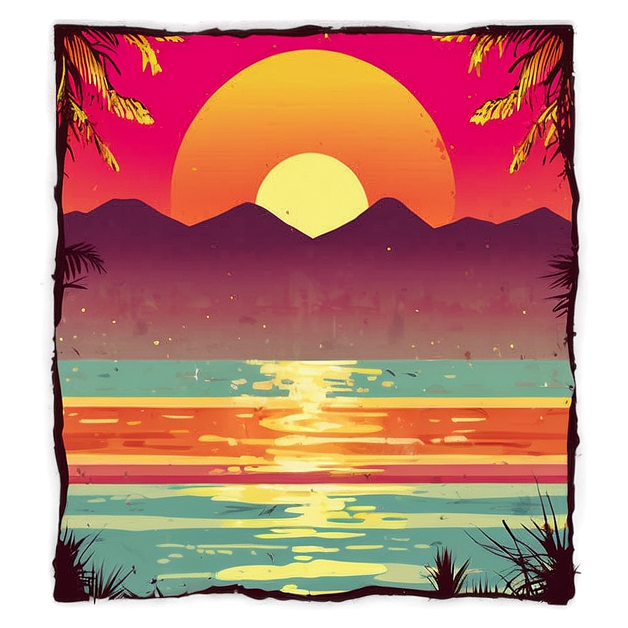 Classic Sunset Retro Art Png 94 PNG image