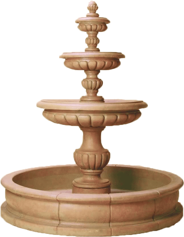 Classic Tiered Stone Fountain PNG image