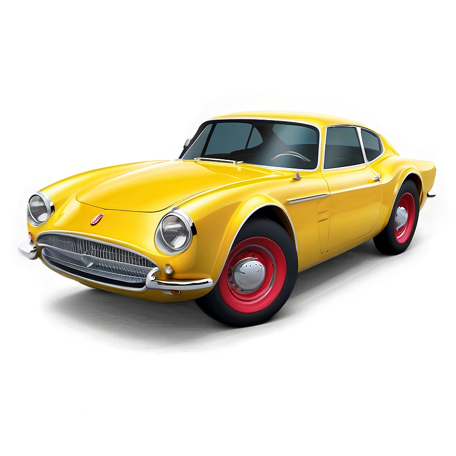 Classic Yellow Car Render Png Uhu9 PNG image