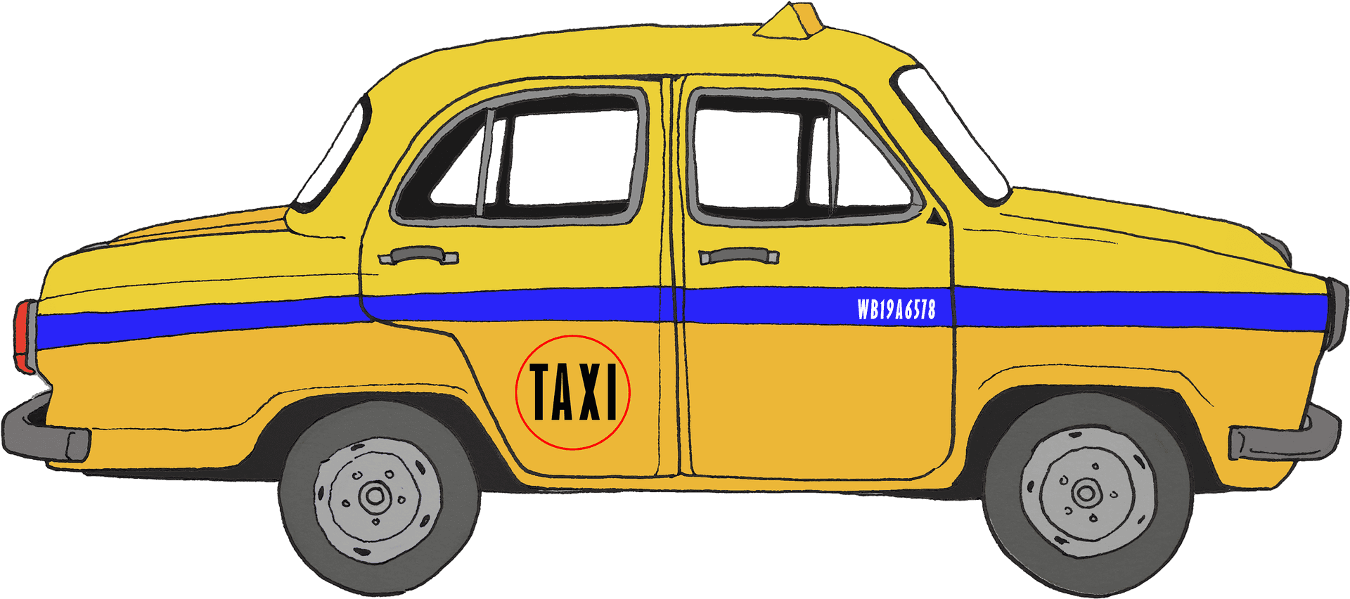 Classic Yellow Taxi Illustration PNG image