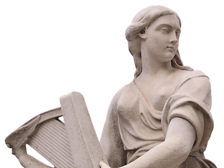 Classical Female Statuewith Lyre PNG image