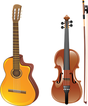 Classical Guitarand Violin Illustration PNG image