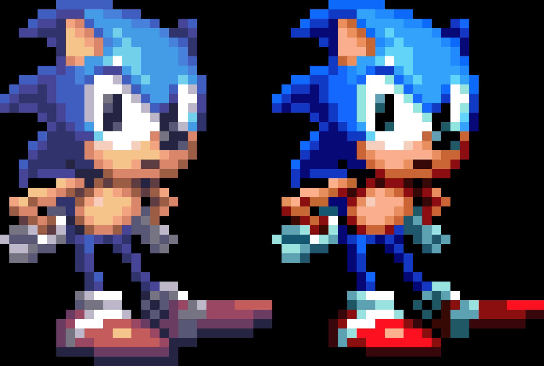 Classicvs Modern Sonic Pixel Art PNG image