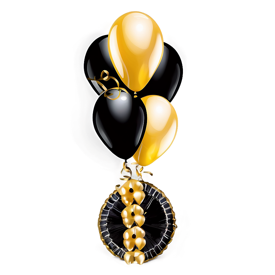 Classy Black And Gold Balloon Arrangement Png 06132024 PNG image