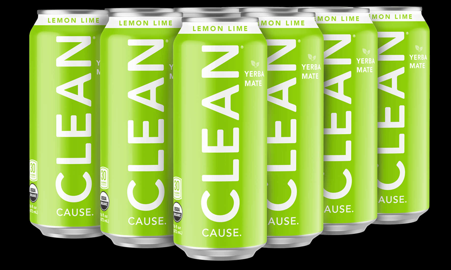 Clean Cause Yerba Mate Lemon Lime Cans PNG image