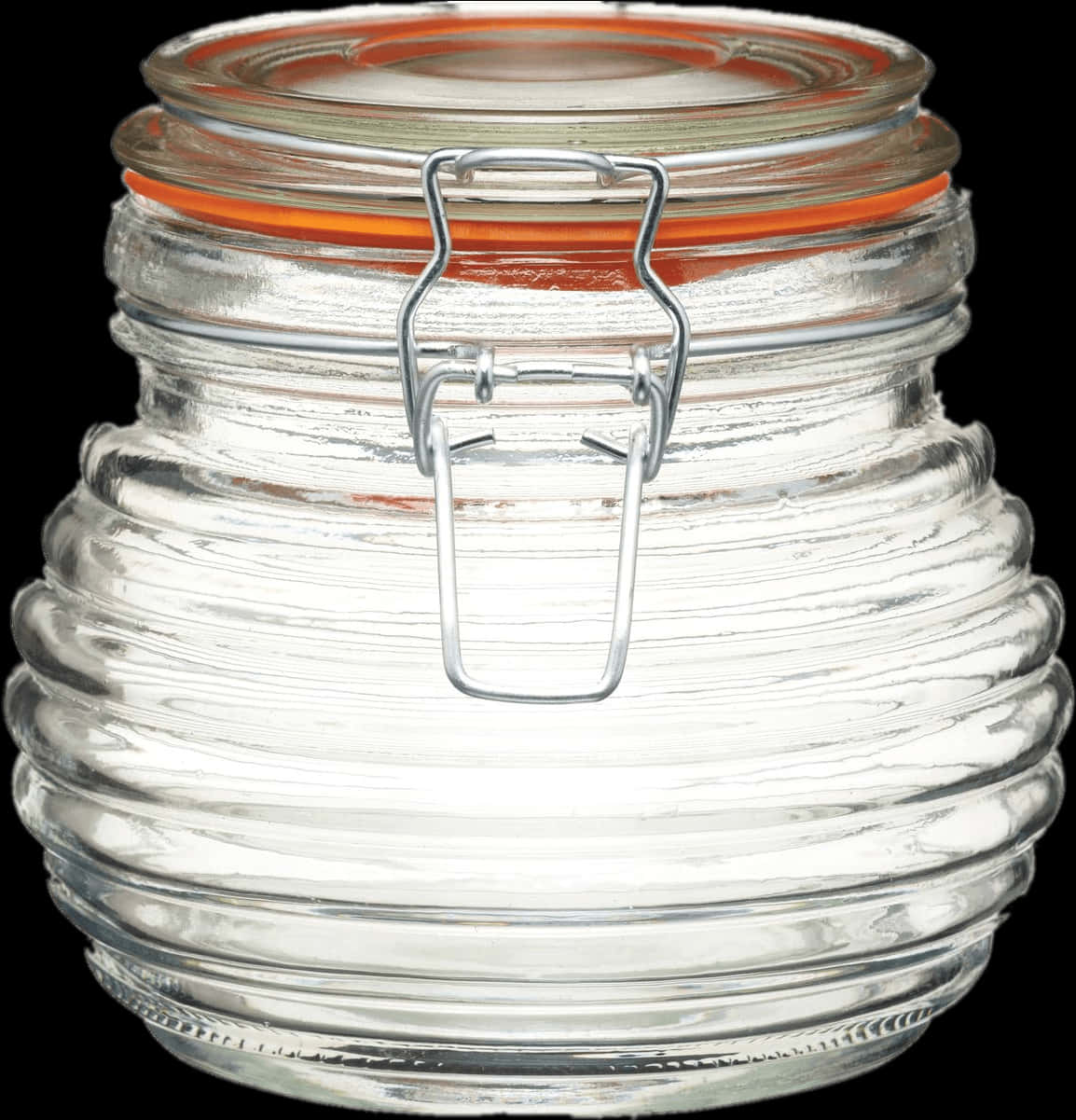 Clear Glass Jarwith Clamp Lid PNG image