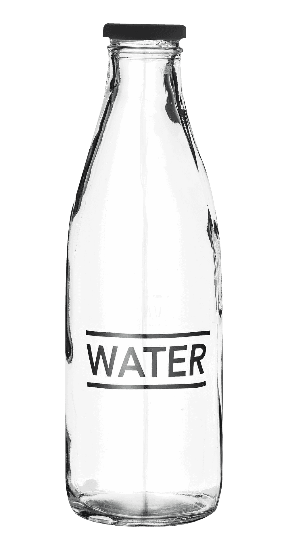 Clear Glass Water Bottle PNG image