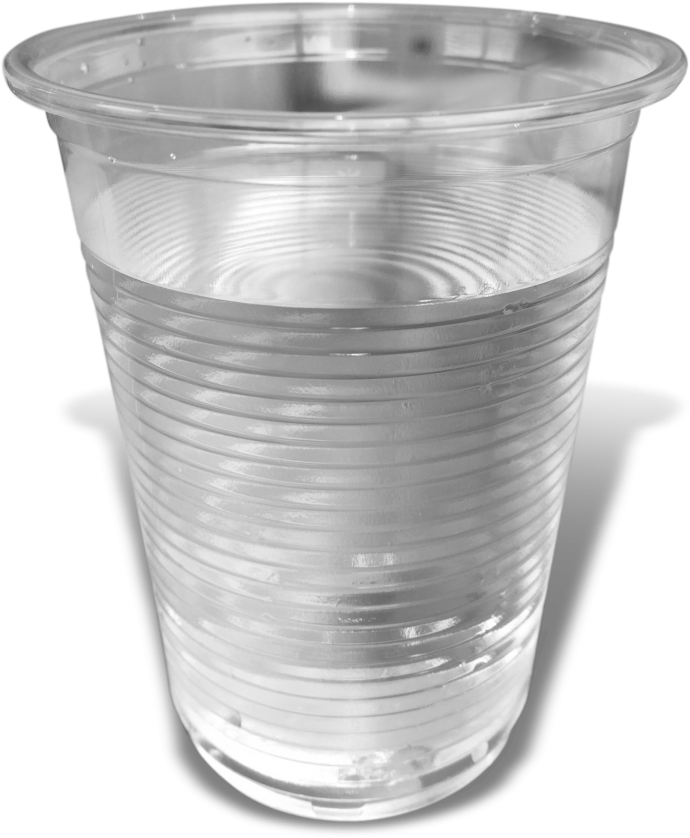 Clear Plastic Cup Water Half Full PNG image